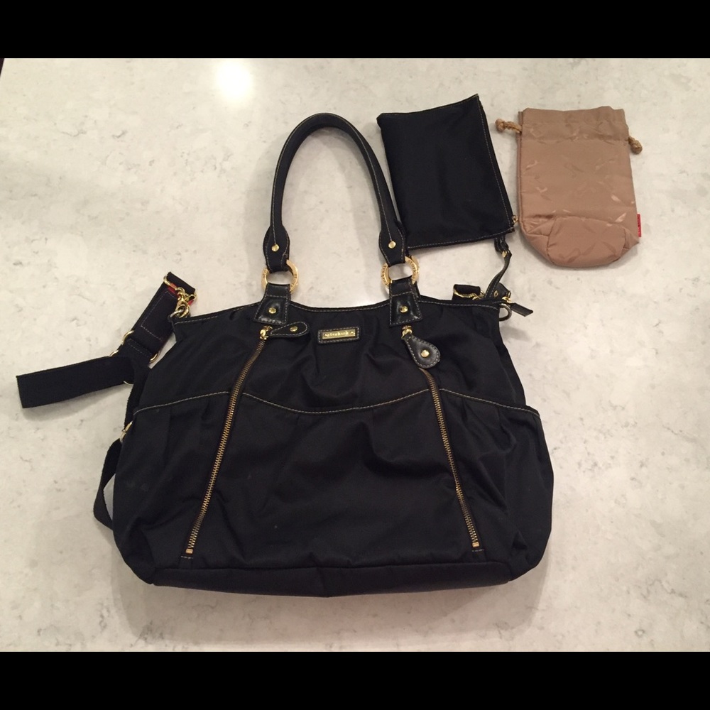 Black Storksak Olivia Diaper Bag